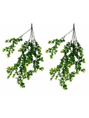 Set of 2 Hanging Greenery Bushes Artificial Boxwood Eucalyptus Hanging Plant Far